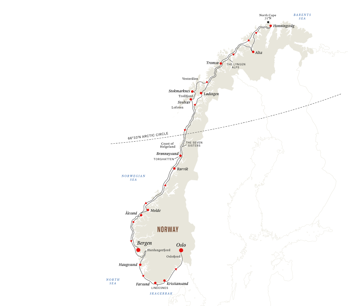 The North Cape Express - Full Voyage from Bergen to Oslo