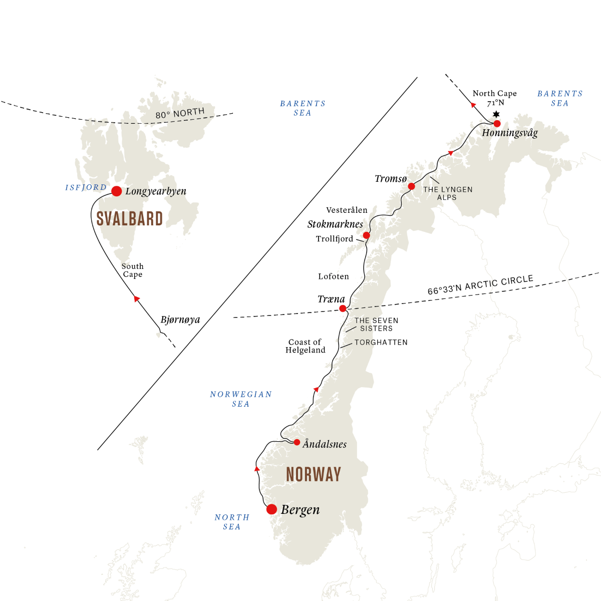 The Svalbard Express – Northbound Voyage from Bergen to Svalbard