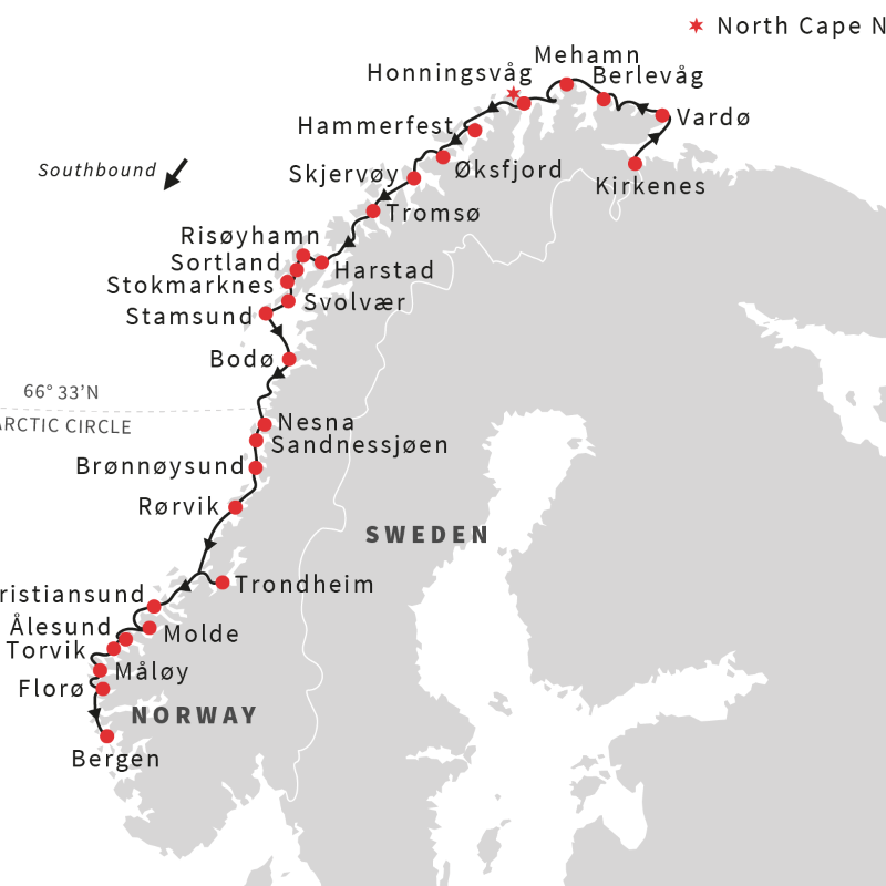 Norway Ferry Route Map