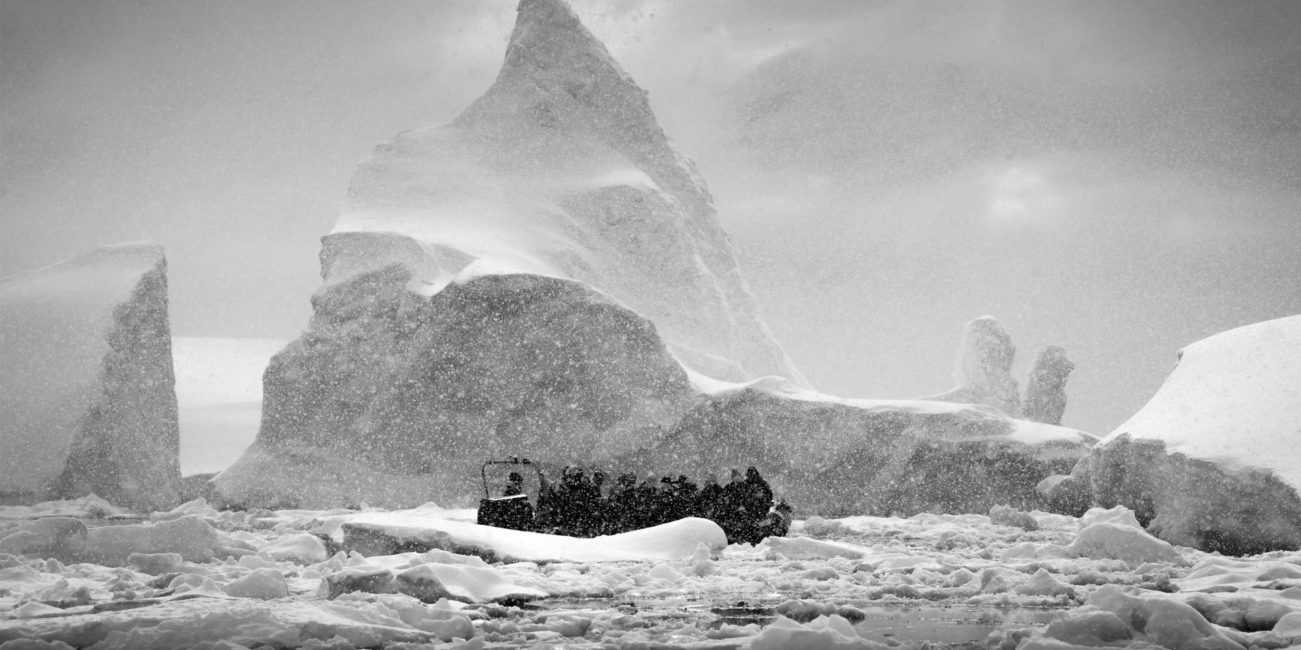 Cruising through the icebergs in Antarctica