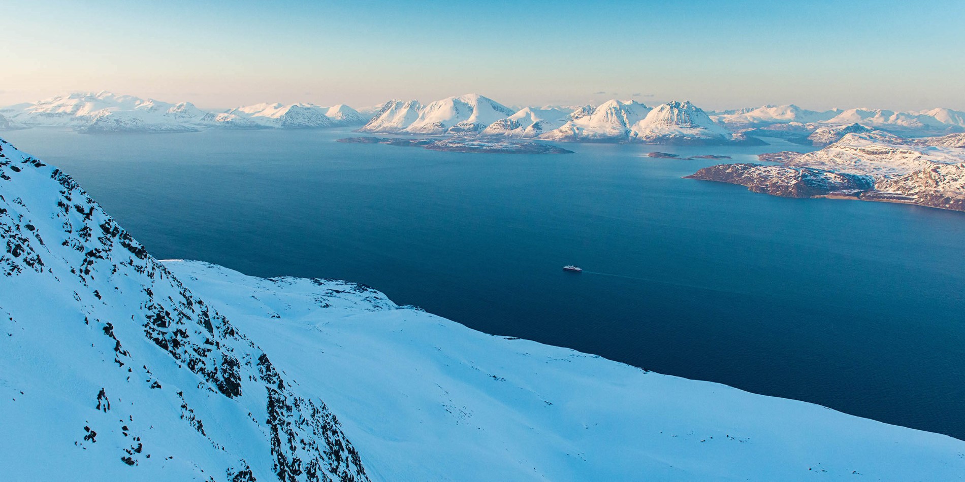 Hurtigruten sailing in winter in Norway 