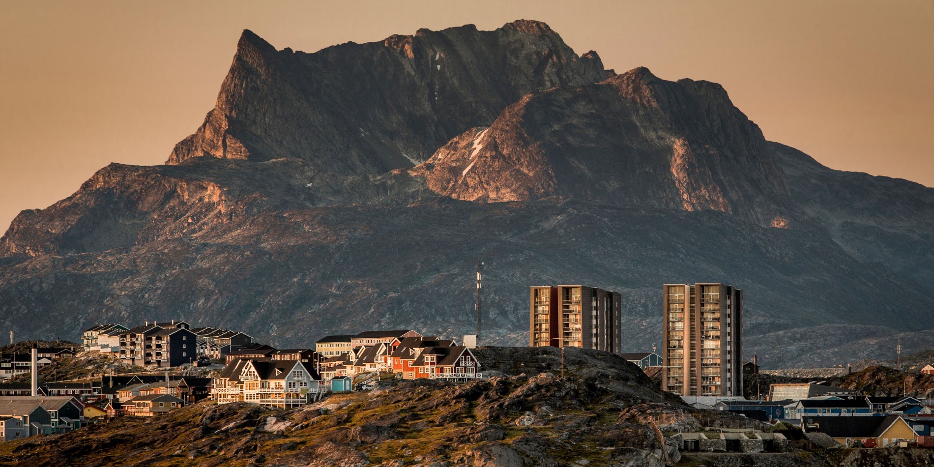 Nuuk with the mountain Sermitsiaq in the background
