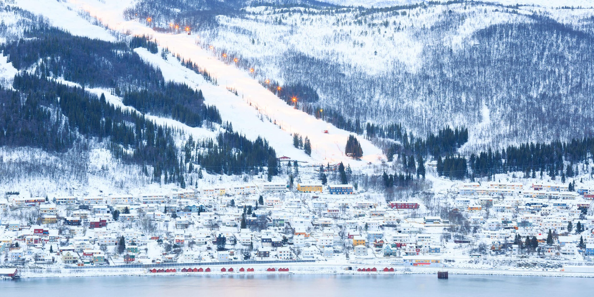 View of Narvik, Norway, in winter