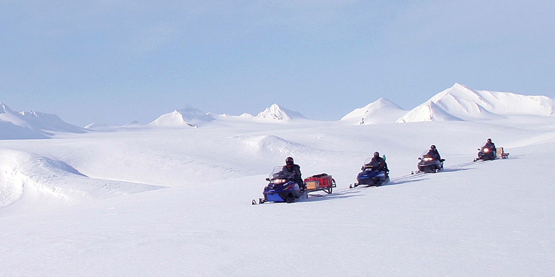 Snow mobile in the Arctic wilderness, Spitsbergen